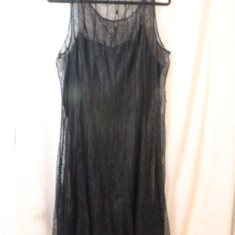 Sheer Lace and Satin Cocktail Dress